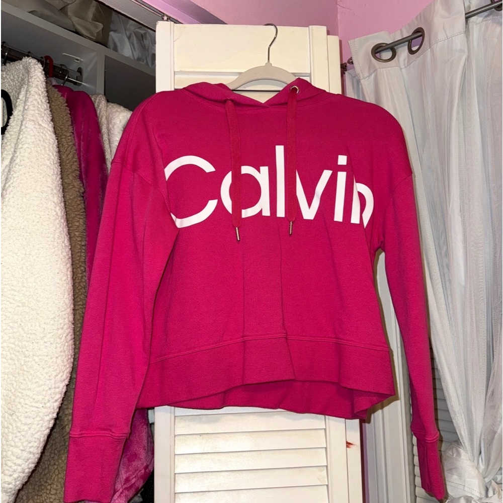 Calvin Klein Long Sleeve Hoodie Shirt in Hot Pink